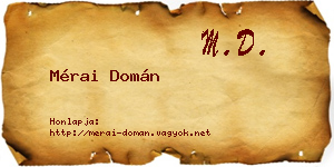 Mérai Domán névjegykártya